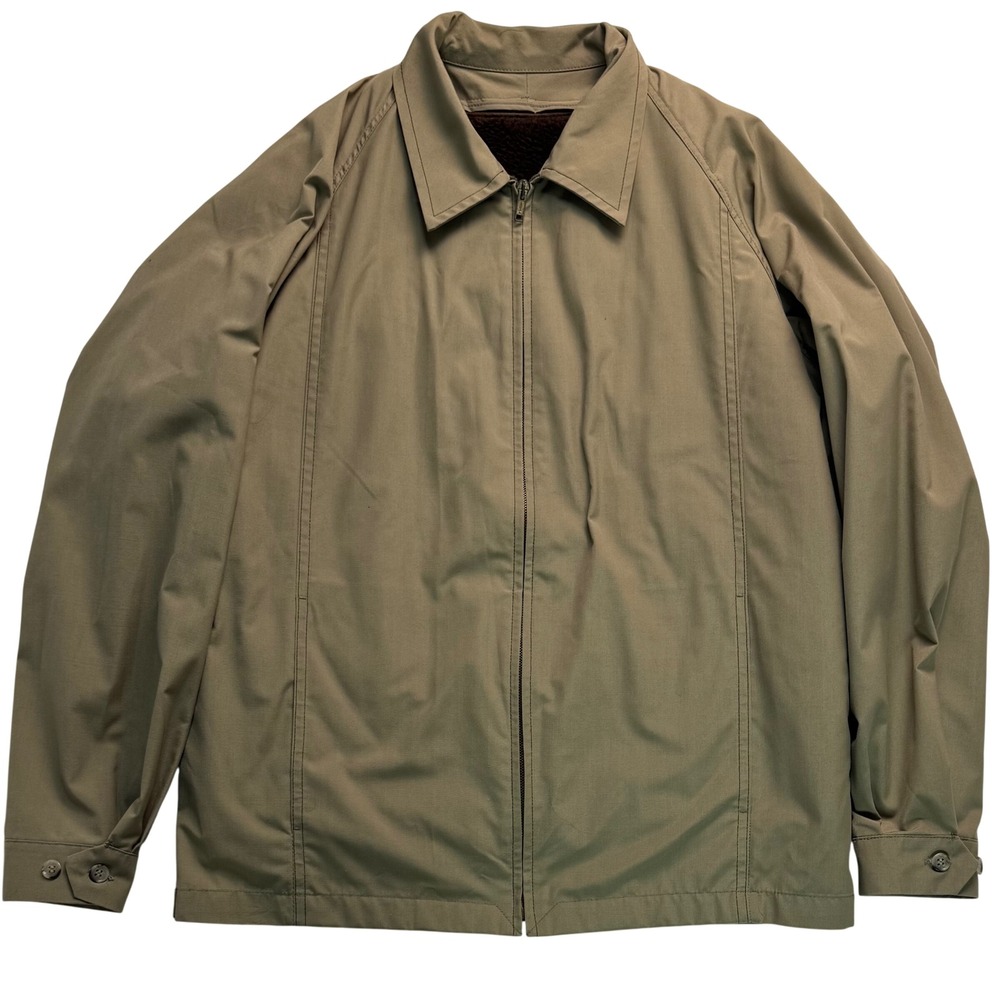 London Fog Vintage Harrington Jacket Tan Faux Fur Lined Men 40 Long USA Made